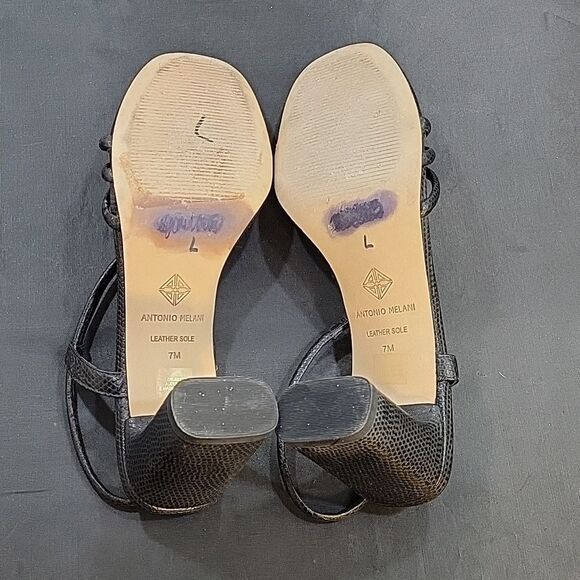 ANTONIO MELANI SQUARE TOE LOW BLOCK HEEL SANDAL - Picture 9 of 15